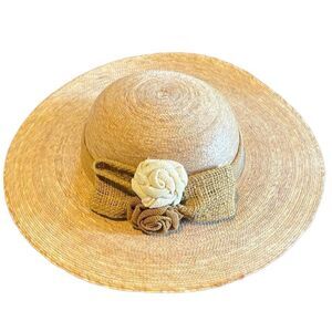 No Brand- Jute Summer Floppy Beach Hat with Flowers